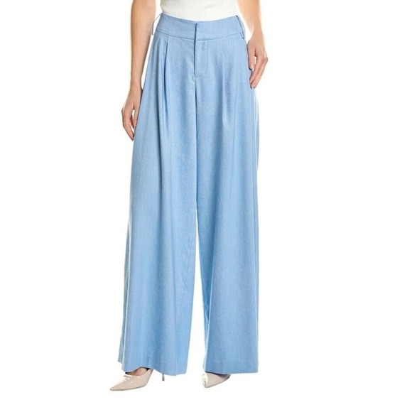 Alice + Olivia Scarlet Wide Leg Flare Pant Women's Blue New $375 Size 12
